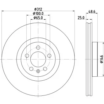 Jeu de 2 disques de frein avant HELLA 8DD 355 132-011 pour KIA CERATO 1.5 TSI - 150cv