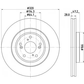 Jeu de 2 disques de frein avant HELLA 8DD 355 132-241 pour HONDA CR-V 1.5 VTEC - 173cv