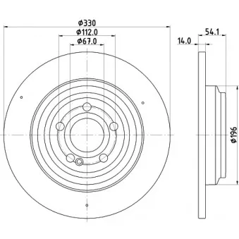 Jeu de 2 disques de frein arrière HELLA 8DD 355 132-311 pour MERCEDES-BENZ GLE GLE 350 d 4-matic - 272cv