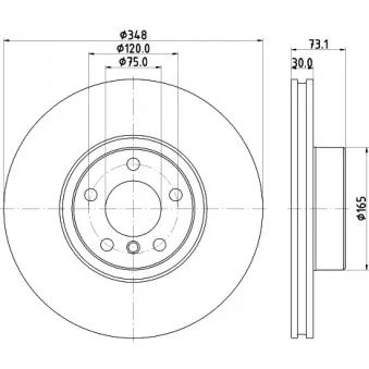 Disque de frein avant droit HELLA 8DD 355 133-201 pour DACIA SPRING M 40 i - 360cv