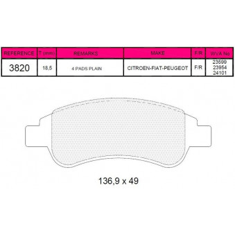 Jeu de 4 plaquettes de frein avant GRAP OEM 1617292380