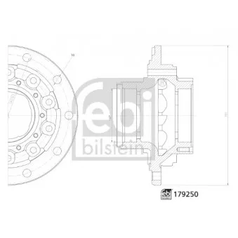 Moyeu de roue arrière FEBI BILSTEIN 179250 pour SCANIA P,G,R,T - series R 580 - 579cv