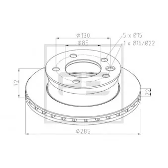 Jeu de 2 disques de frein avant PE Automotive OEM 9034210112