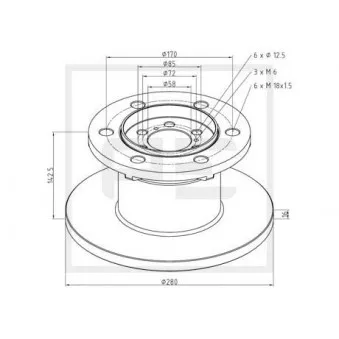 Jeu de 2 disques de frein avant PE Automotive OEM 01904531