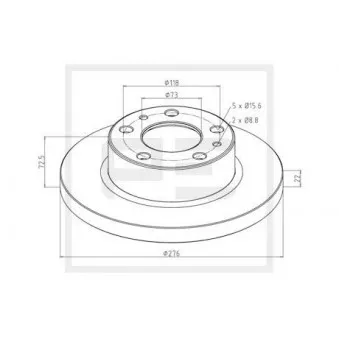 Jeu de 2 disques de frein avant PE Automotive OEM 042470836