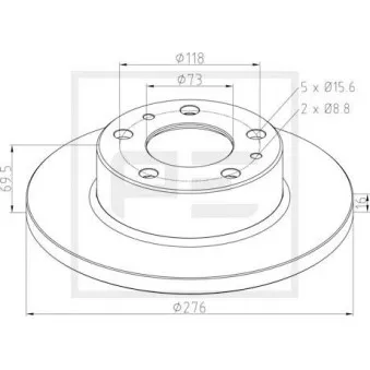 Jeu de 2 disques de frein avant PE Automotive OEM 2994066