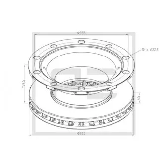 Jeu de 2 disques de frein avant PE Automotive OEM 0308834217