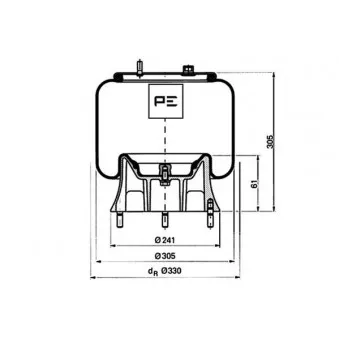 Ressort pneumatique, suspension pneumatique PE Automotive 084.103-72A pour RENAULT TRUCKS T 480P, 480P LOW - 480cv