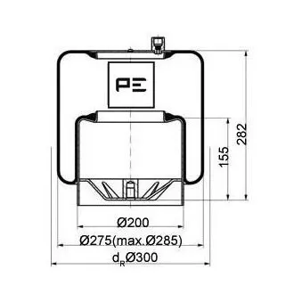 Ressort pneumatique, suspension pneumatique PE Automotive 084.107-76A pour MAN ÜL 4144 K - 440cv