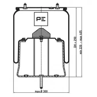 Ressort pneumatique, suspension pneumatique PE Automotive 084.291-71A pour SCANIA 4 - series bus 94 CL/300 - 299cv