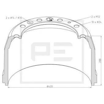 Tambour de frein PE Automotive 106.063-00A pour DAF 85 CF FAT 85 CF 380 - 381cv