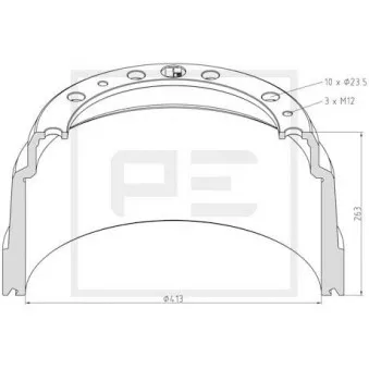 Tambour de frein PE Automotive 126.005-00A pour SCANIA 4 - series 164 C/480 - 480cv