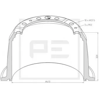 Tambour de frein PE Automotive 126.066-00A pour SCANIA 4 - series 94 C/260 - 260cv