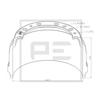Tambour de frein PE Automotive 126.074-00A pour SCANIA P,G,R,T - series R 470 - 470cv