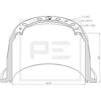 Tambour de frein PE Automotive 126.092-00A pour SCANIA P,G,R,T - series R 470 - 470cv
