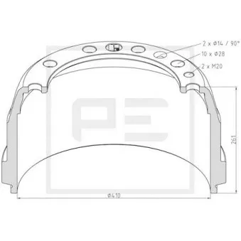 Tambour de frein PE Automotive 146.070-00A pour MAN F2000 FH 16/700 - 700cv