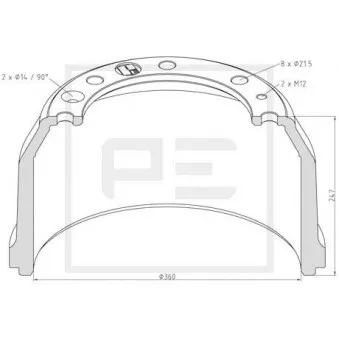 Tambour de frein PE Automotive 146.089-00A