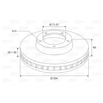 Jeu de 2 disques de frein avant VALEO 197133 pour CITROEN C5 2.0 16V BioFlex - 140cv