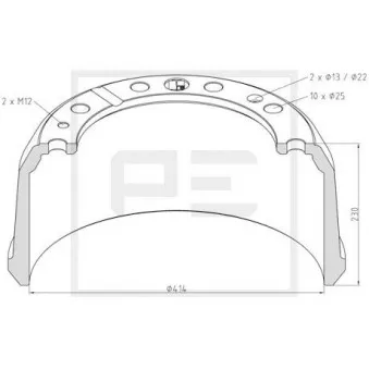 Tambour de frein PE Automotive 256.000-00A pour RENAULT TRUCKS R R 390,16/T - 389cv