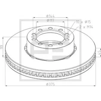 Jeu de 2 disques de frein avant PE Automotive OEM 5010525014