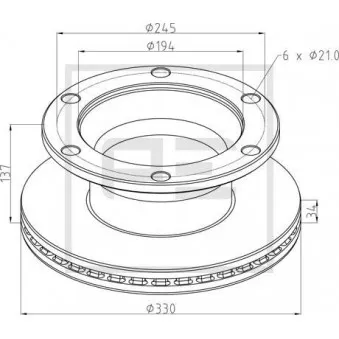 Jeu de 2 disques de frein avant PE Automotive OEM 5010598304