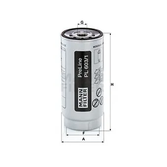 Filtre à carburant MANN-FILTER PL 603/1 x pour MERCEDES-BENZ AROCS 2658 L - 578cv
