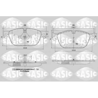 Jeu de 4 plaquettes de frein avant SASIC 6210085 pour CITROEN C5 2.0 HDi 180 - 181cv