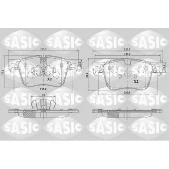Jeu de 4 plaquettes de frein avant SASIC OEM 1623162380