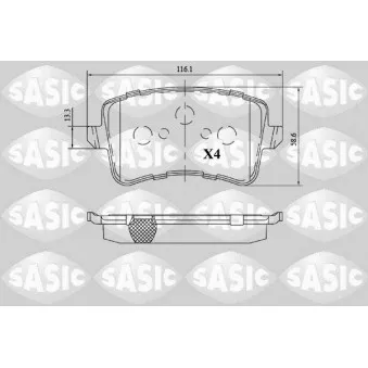 SASIC 6216159 - Jeu de 4 plaquettes de frein arrière