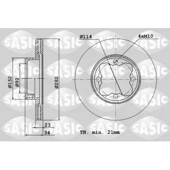 Jeu de 2 disques de frein avant SASIC OEM GBD90837