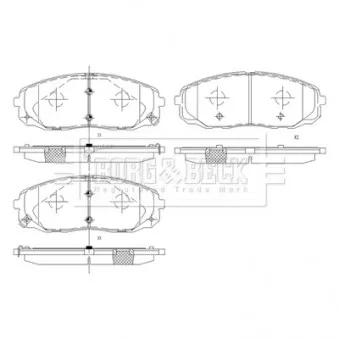 Jeu de 4 plaquettes de frein avant BORG & BECK OEM 58101A9A00