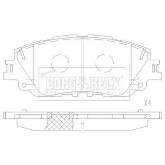 Jeu de 4 plaquettes de frein avant BORG & BECK OEM 044650E060