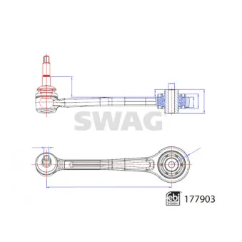 Bras de liaison, suspension de roue arrière droit SWAG OEM 33322348884