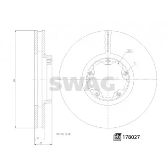 Jeu de 2 disques de frein avant SWAG 33 10 4424 pour FORD TRANSIT 2.0 EcoBlue mHEV RWD - 130cv