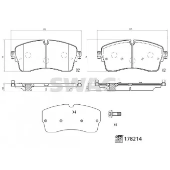 Jeu de 4 plaquettes de frein avant SWAG 33 10 4431 pour LAND ROVER RANGE ROVER EVOQUE 2.0 D150 MHEV 4x4 - 150cv