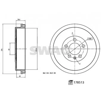 Tambour de frein SWAG 33 10 4565 pour VOLKSWAGEN POLO 1.6 - 105cv