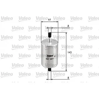 Filtre à carburant VALEO 587001 pour PEUGEOT PARTNER 1.2 PureTech 130 - 131cv