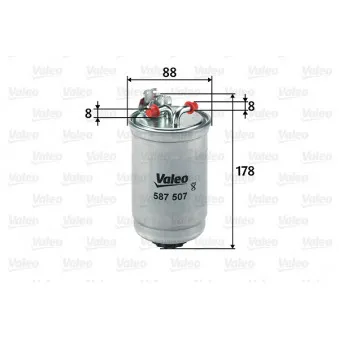 Filtre à carburant VALEO 587507 pour VOLKSWAGEN TRANSPORTER - COMBI 2.4 D - 78cv