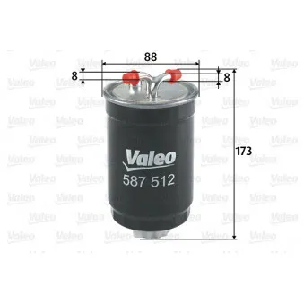 Filtre à carburant VALEO 587512 pour VOLKSWAGEN GOLF 1.6 D - 54cv