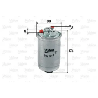 Filtre à carburant VALEO 587516 pour VOLKSWAGEN POLO 1.4 TDI - 75cv