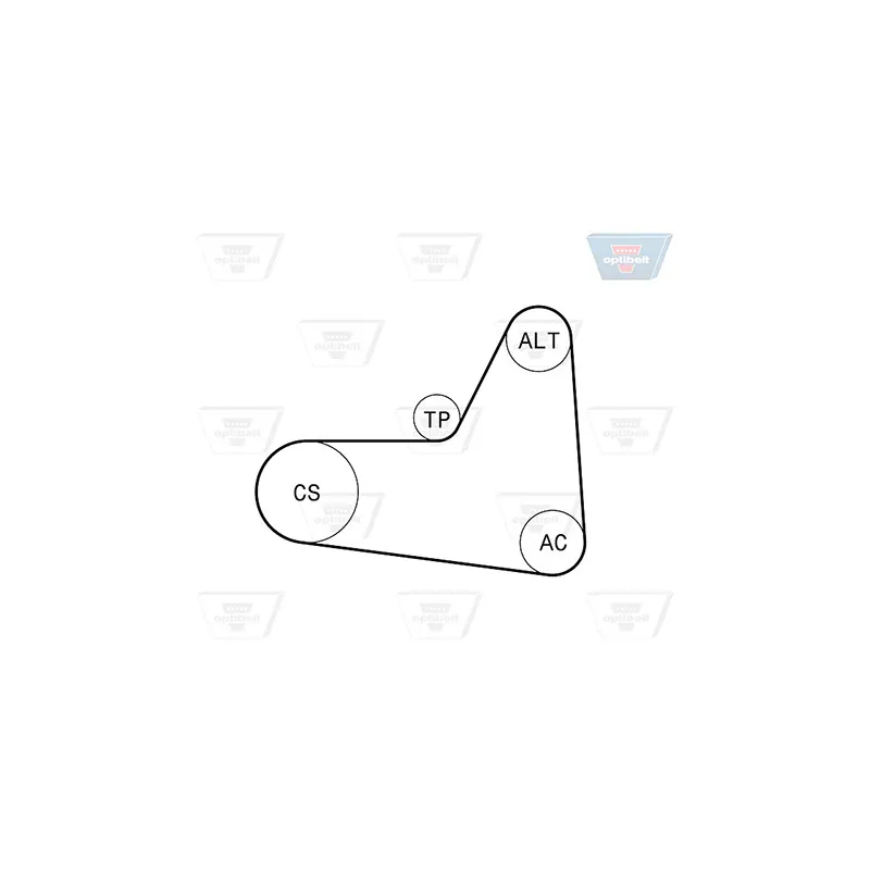 Jeu de courroies trapézoïdales à nervures OPTIBELT 6 PK 1045 K2 - Visuel 1