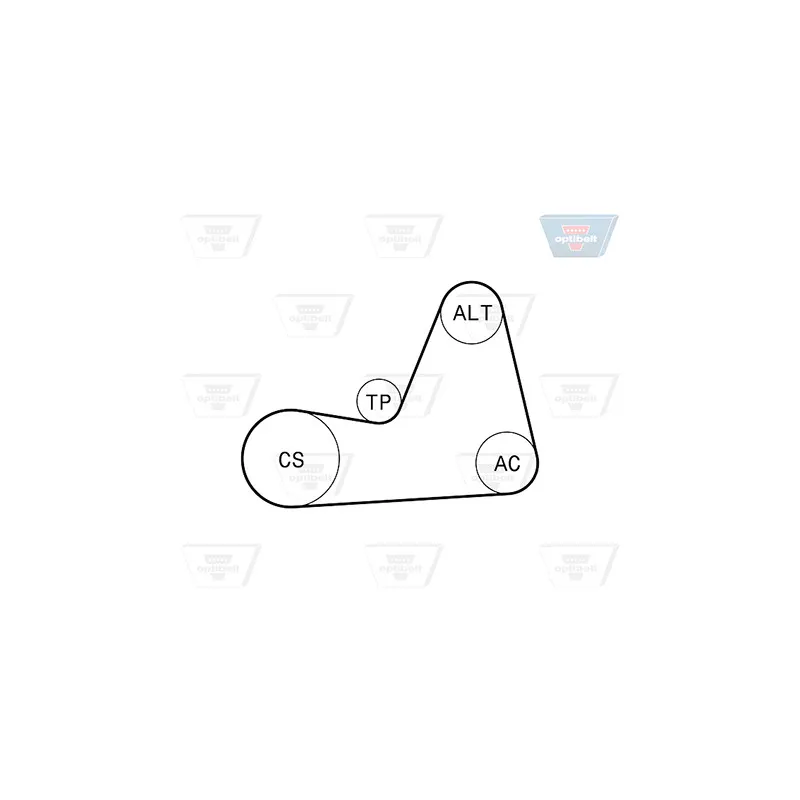 Jeu de courroies trapézoïdales à nervures OPTIBELT 6 PK 1100KT1 - Visuel 1