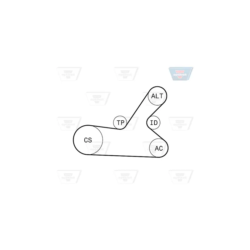 Jeu de courroies trapézoïdales à nervures OPTIBELT 6 PK 1145KT2 - Visuel 2