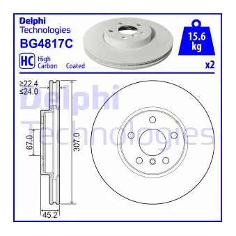 DELPHI BG4817C - Jeu de 2 disques de frein avant