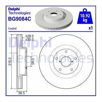 DELPHI BG9084C - Jeu de 2 disques de frein avant