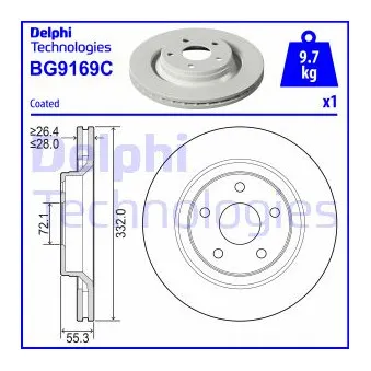 DELPHI BG9169C - Jeu de 2 disques de frein avant