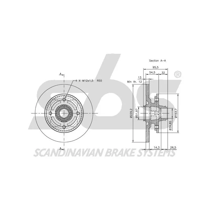 Jeu de 2 disques de frein avant SBS 1815203206 - Visuel 1