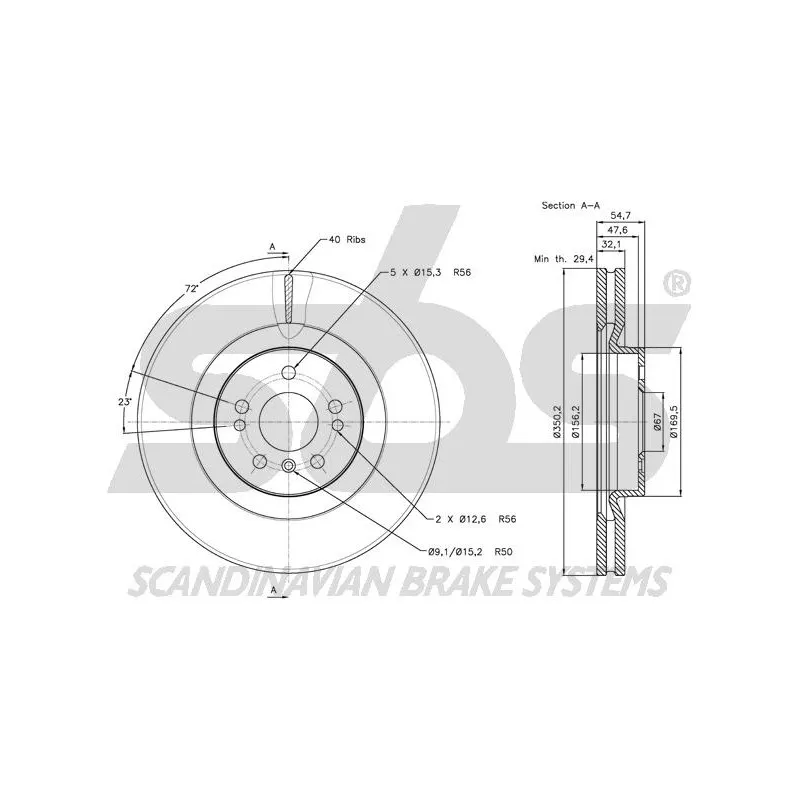 Jeu de 2 disques de frein avant SBS 1815203393 - Visuel 2