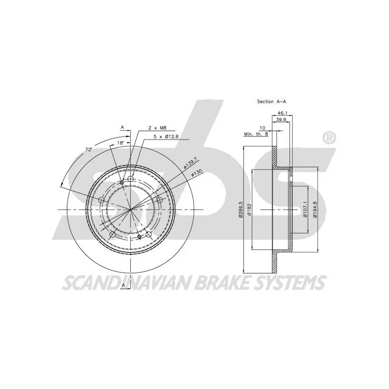 Jeu de 2 disques de frein avant SBS 1815205203 - Visuel 2