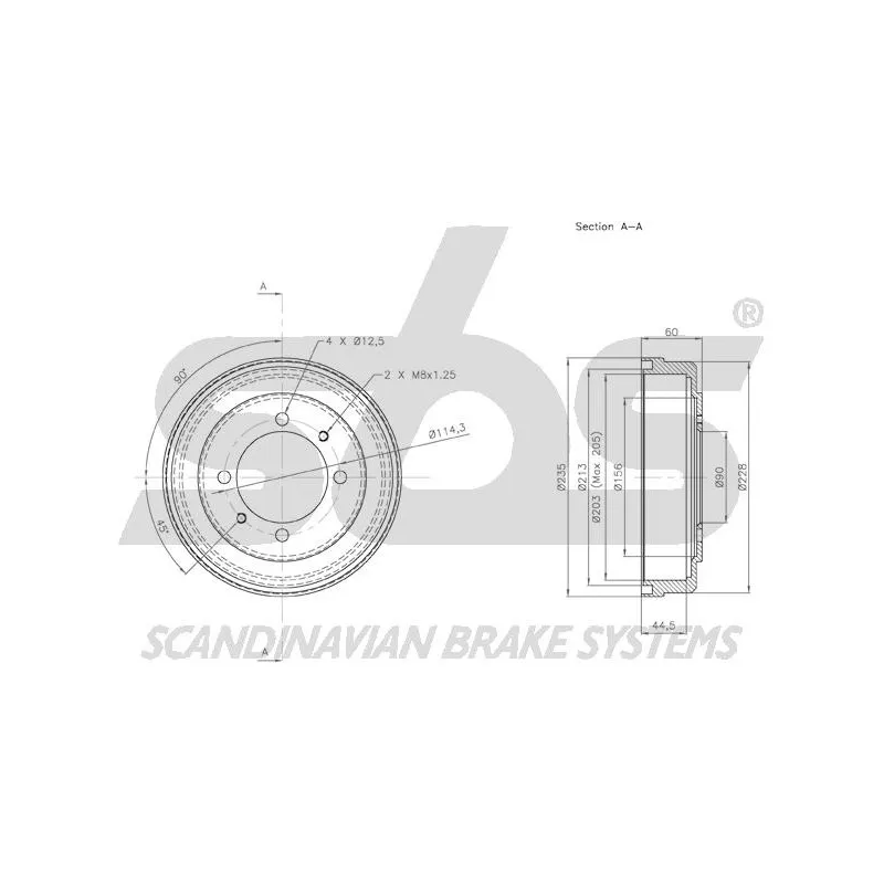 Tambour de frein SBS 1825253011 - Visuel 2